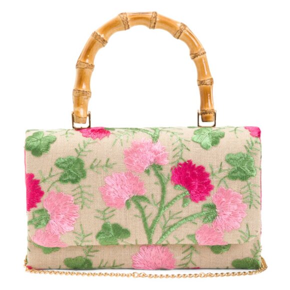 ALESSIA BIANCHI Handbags - ALESSIA BIANCHI Floral Bamboo Handle Satchel